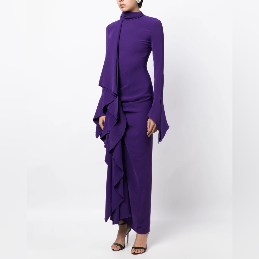 Elegant Purple Draped Gown